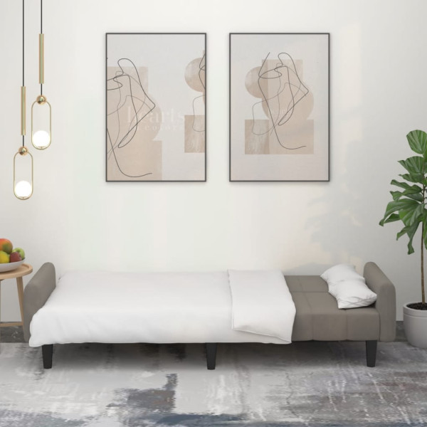 Sofá-cama de 2 lugares veludo cinzento-claro M 3