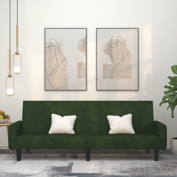 Sofá cama de 2 plazas terciopelo verde oscuro D