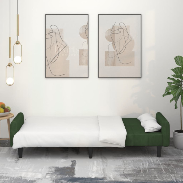 Sofá-cama de 2 lugares veludo verde-escuro M 3