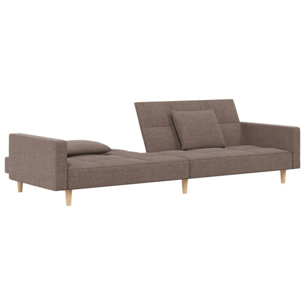 Sofá cama de 2 plazas con dos almohadas tela gris taupe M 5