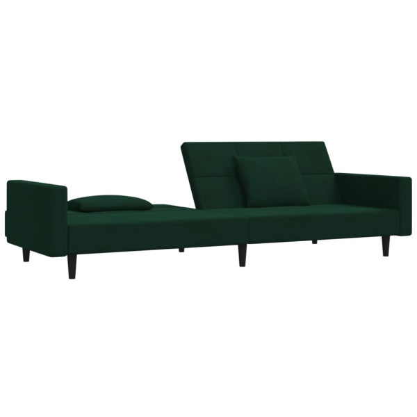 Sofá cama de 2 plazas con dos almohadas terciopelo verde oscuro M 5
