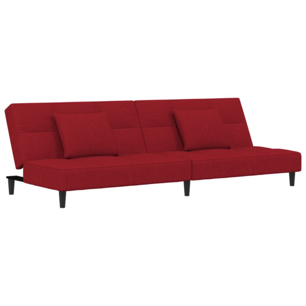 Sofá cama de 2 plazas con dos almohadas terciopelo rojo tinto M 2