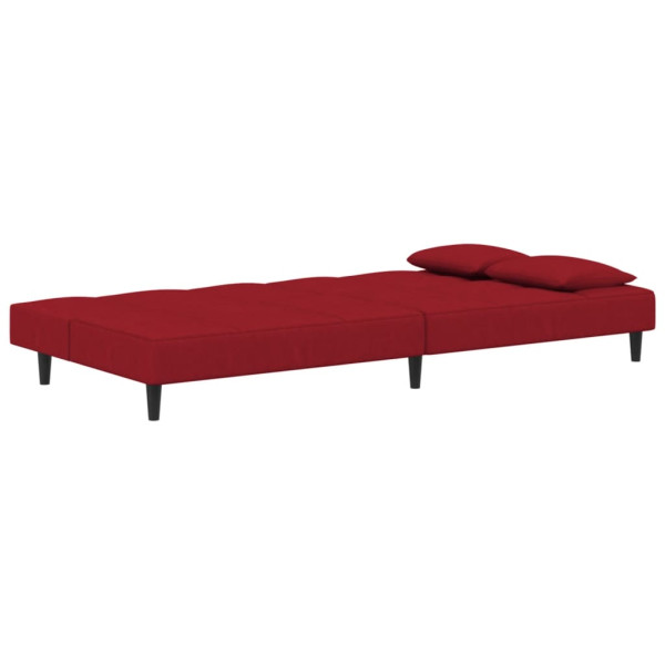 Sofá cama de 2 plazas con dos almohadas terciopelo rojo tinto M 5