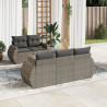Set de muebles de jardín 6 pzas y cojines ratán sintético gris 1