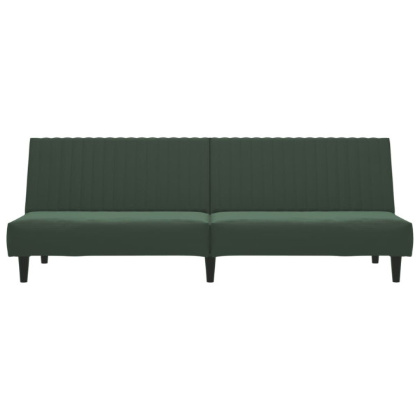 Sofá-cama de 2 lugares veludo verde-escuro M 5