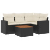 Set de muebles de jardín 5 pzas y cojines ratán sintético negro 2