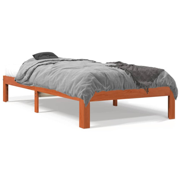 Estructura de cama madera maciza pino marrón cera 100x200 cm D