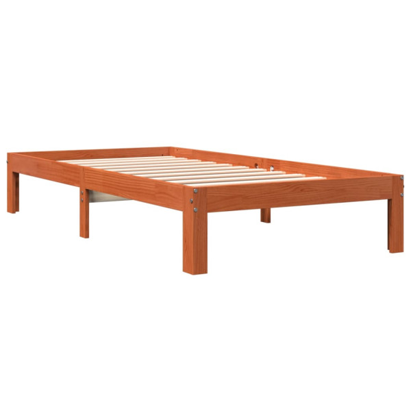 Estructura de cama madera maciza pino marrón cera 100x200 cm M 2