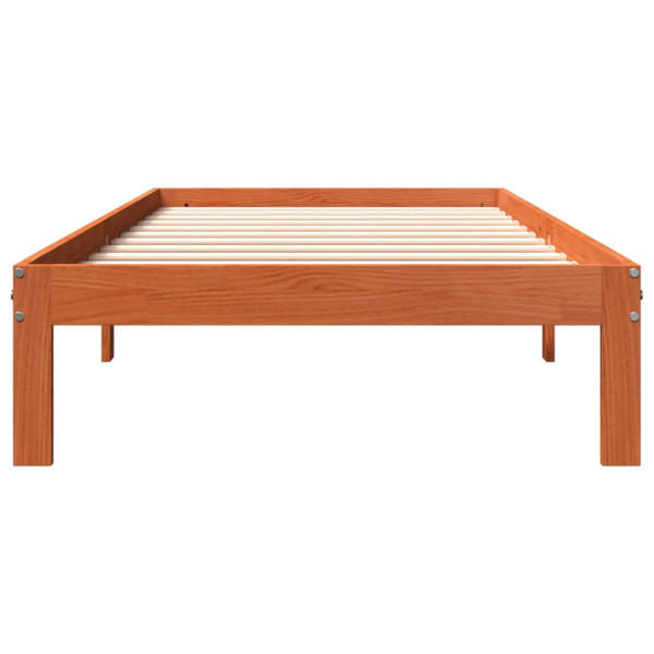 Estructura de cama madera maciza pino marrón cera 100x200 cm M 4