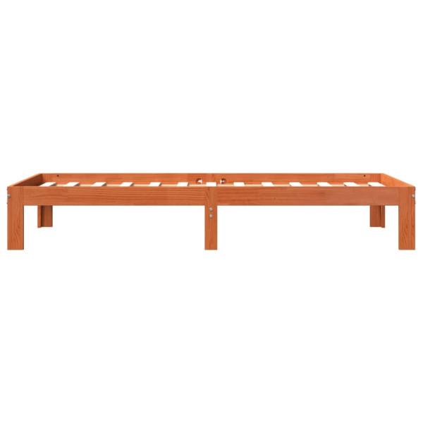 Estructura de cama madera maciza pino marrón cera 100x200 cm M 5
