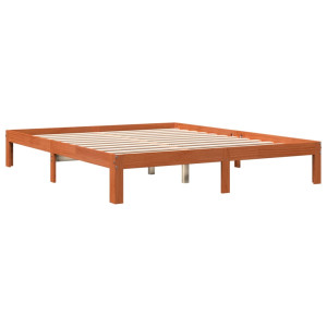 Estructura de cama madera maciza pino marrón cera 180x200 cm H