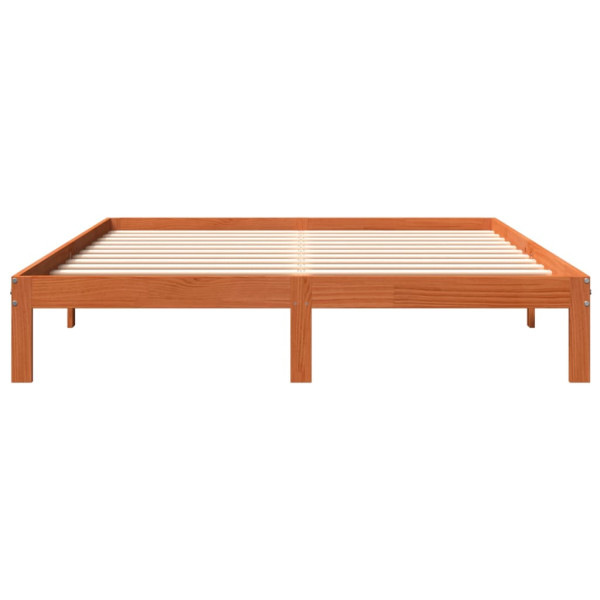 Estructura de cama madera maciza pino marrón cera 180x200 cm M 4