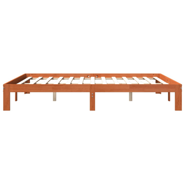 Estructura de cama madera maciza pino marrón cera 180x200 cm M 5