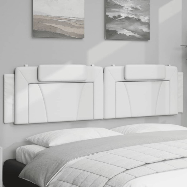 Cabecero de cama acolchado cuero sintético blanco 200 cm D
