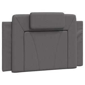 Cabecero de cama acolchado cuero sintético gris 90 cm H