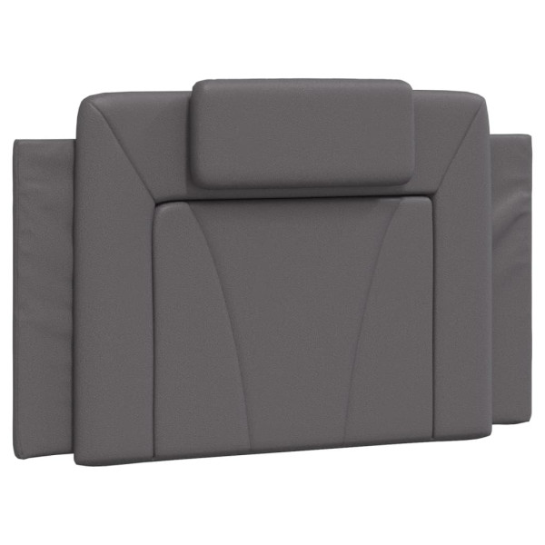 Cabecero de cama acolchado cuero sintético gris 90 cm M 2