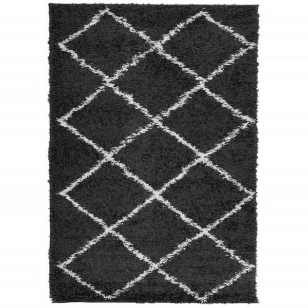 Alfombra de pelo largo moderna negro y crema 140x200 cm M 2