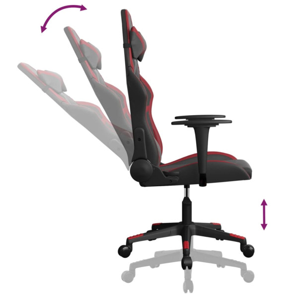 Silla gaming de masaje cuero sintético negro y rojo vino tinto M 5