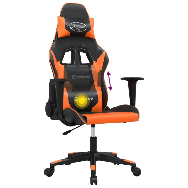 Silla gaming de masaje cuero sintético negro y naranja M 5