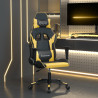 Silla gaming de masaje cuero sintético negro y dorado 1