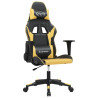 Silla gaming de masaje cuero sintético negro y dorado 2