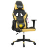 Silla gaming de masaje cuero sintético negro y dorado 5