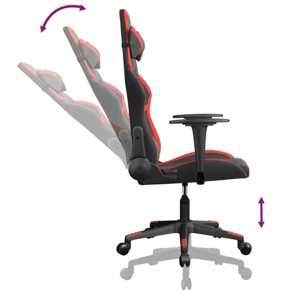 Cadeira de massagem para jogos em couro sintético preto e vermelho M 5