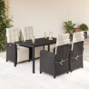 Set de muebles jardín 5 pzas con cojines ratán sintético negro 1
