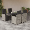 Set comedor de jardín 5 pzas cojines ratán sintético gris claro 1