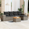 Set de muebles de jardín 6 pzas y cojines ratán sintético gris 1