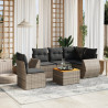 Set de muebles de jardín 6 pzas y cojines ratán sintético gris 1