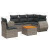 Set de muebles de jardín 6 pzas y cojines ratán sintético gris 2