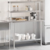 Mesa de trabajo para cocina con estante acero inox 110x55x150cm 1