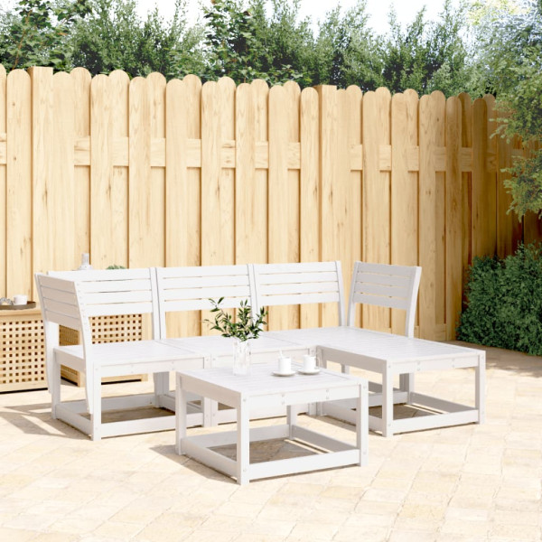 4 pcs conjunto lounge de jardim madeira de pinho maciça branco D
