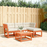 4pcs conj. lounge jardim + almofadões pinho maciço castanho-mel 1