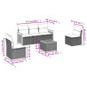 6 pcs conjunto sofás de jardim com almofadões vime cinzento 3