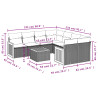 9 pcs conjunto sofás p/ jardim com almofadões vime PE cinzento 3