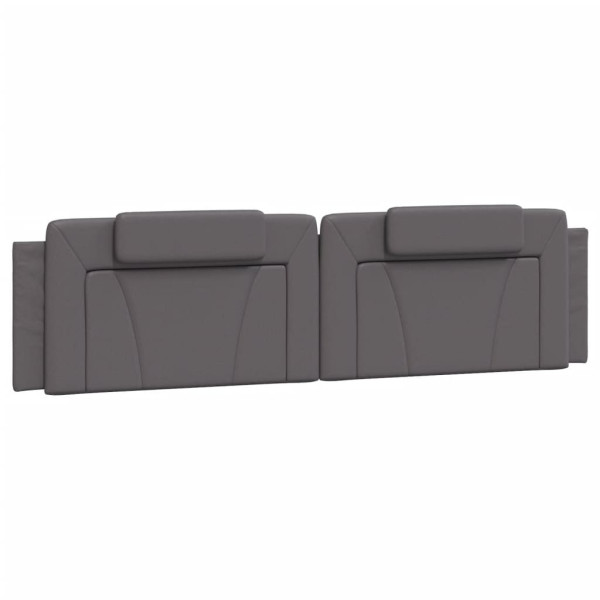 Cabecero de cama acolchado cuero sintético gris 200 cm M 2