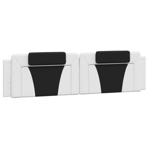 Cabecero de cama acolchado cuero sintético blanco negro 200 cm H