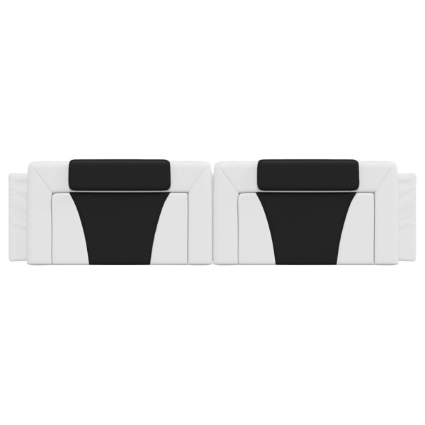 Cabecero de cama acolchado cuero sintético blanco negro 200 cm M 5