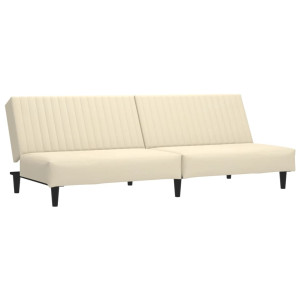 Sofá-cama de 2 lugares veludo cor creme H