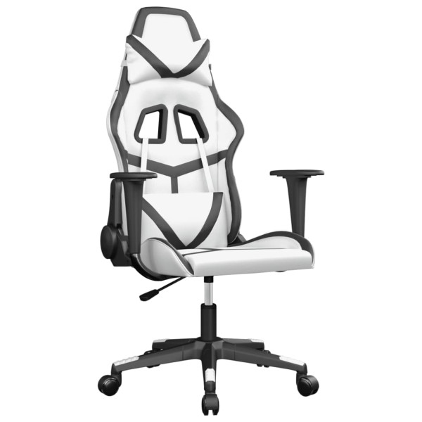 Silla gaming de masaje cuero sintético blanco y negro M 2