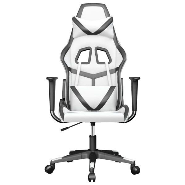 Cadeira gaming massagens couro artificial branco e preto M 3