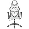 Cadeira gaming massagens couro artificial branco e preto 3
