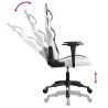 Cadeira gaming massagens couro artificial branco e preto 5