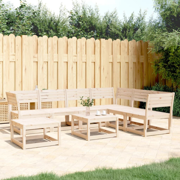 Juego de muebles de jardín 7 piezas madera maciza de pino D