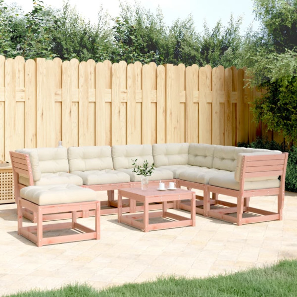 Juego de muebles jardín 7 pzas y cojines madera abeto Douglas D