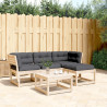 4 pcs conjunto lounge de jardim c/ almofadões pinho maciço 1