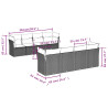 Set de muebles de jardín 9 pzas y cojines ratán sintético gris 3
