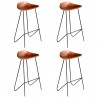 Cadeiras de bar 4 pcs couro genuíno castanho 1